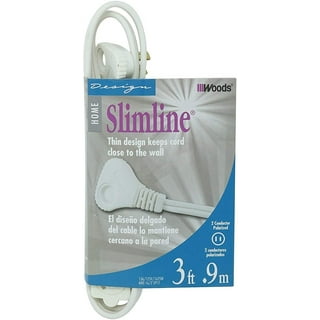 SlimLine 2255 Flat Plug Extension Cord, 3-Wire, 13-Foot, Beige