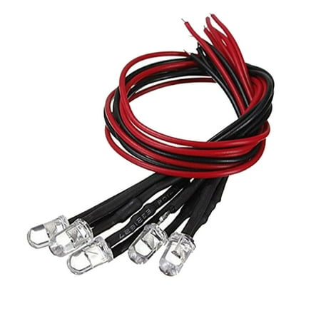 

NUOLUX 10PCS 12V 5mm Pre-Wired Round Shape Bulb Lamp LED Flash Light(Red)