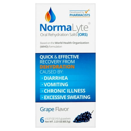 NormaLyte Grape Flavor Oral Rehydration Salts (ORS), 0.37 oz, 6