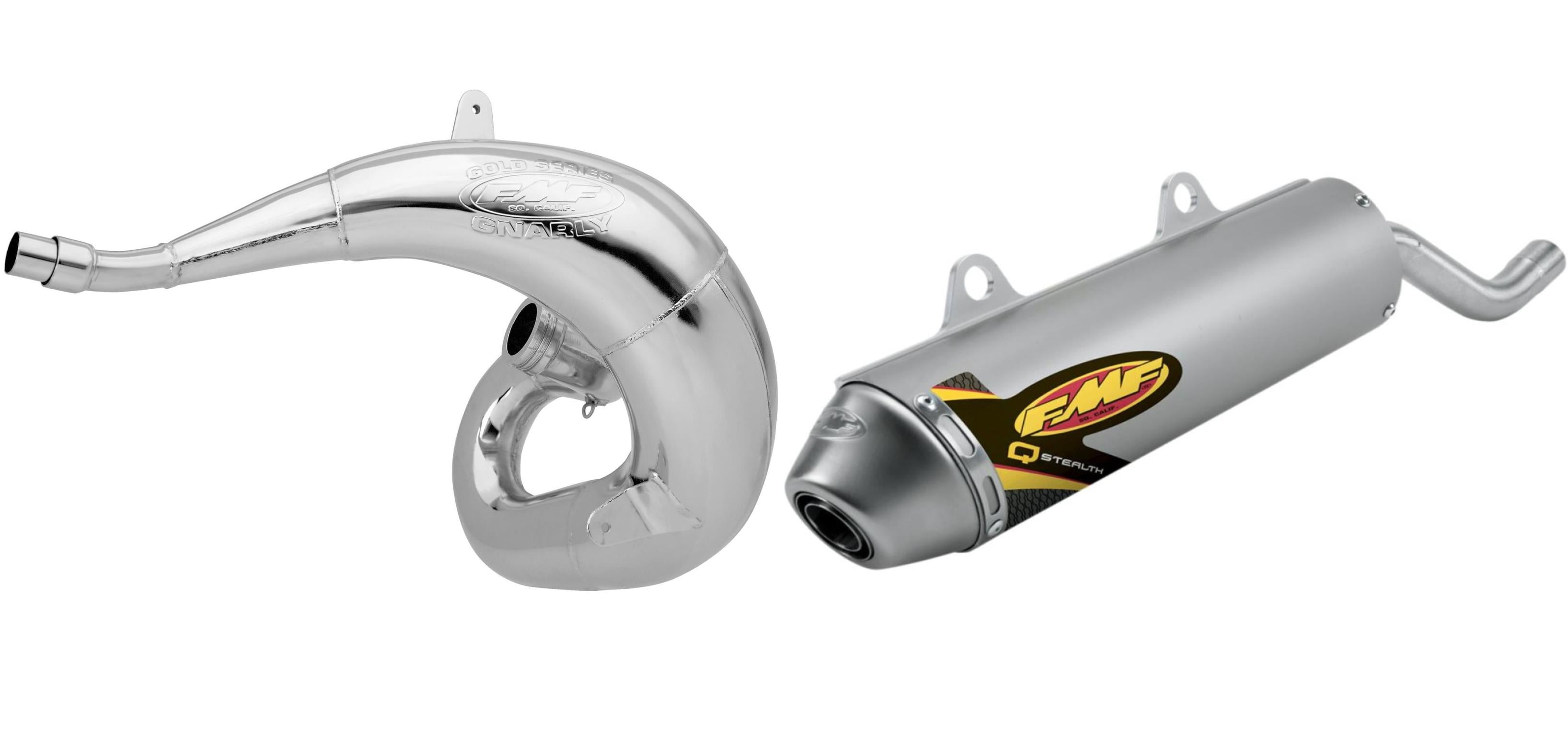 FMF Q Stealth Spark Arrestor Silencer & Gnarly Exhaust Pipe for