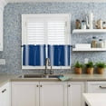 thumbnail image 6 of Blue Striped Kitchen Curtain Set, Farmhouse Blue White Stripes Window Valance and Tiers 36" Length, Light Filtering Short Curtains Valance for Cafe Bathroom Bedroom 54"x18", 6 of 7