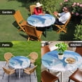 thumbnail image 4 of Blue Whale Round Tablecloth for 45-54 Inch Tables, Fitted Table Cover with Elastic Edge, Blue Sky Clouds Natural Landscape Waterproof Outdoor Table Cloth Protector for Patio Garden Dinner Picnic, 4 of 9