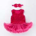 thumbnail image 4 of LUOGENLI Girl Summer Outfits Size 8-10 Summer Baby Girls Birthday Tutu Dress Rose Romper Bodysuits Lace Skirt Sleeveless Jumpsuits Headband Princess Outfit 0-3 Months, 4 of 4