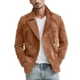 thumbnail image 2 of FRSASU Men's Vintage Slim Fit Blazer Notched Collar Double Breasted Jackets Casual Sport Trench Coat Khaki, 2 of 5