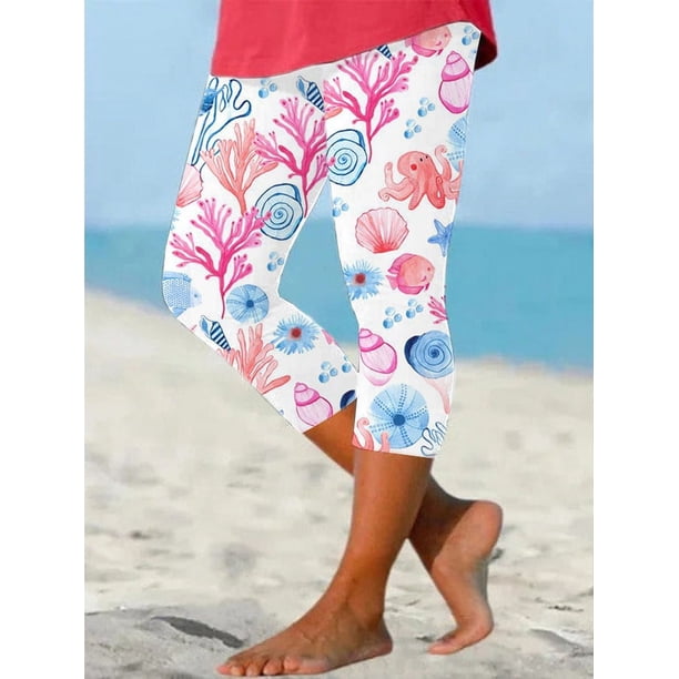 Pantalones de yoga de playa de la serie Seaside, holgados y cómodos, con estampado 3D de borde y verano