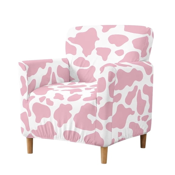 FKELYI Pink Cow Print Couch Sofa Cover Stretch Armchair Slipcover with Elastic Bottom Soft Furniture Protector Decor for Living Room Home Office