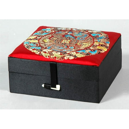 Red & Black Silk Good Fortune Jewelry Box