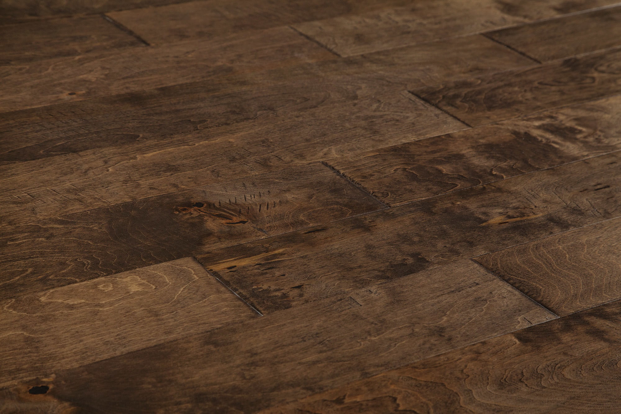 CARB II Jasper Engineered Hardwood from BuildDirect Brown | 1.2mm Distressed 5in Sample x 0.38in Birch Tongue & Groove 