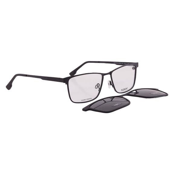 Flexon Demo With Dark Grey Clip-On Rectangular Men's Eyeglasses FLX1001MAG-SET 001 57