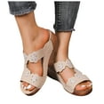 Women'S Sandals For Flat Feet Ladies Summer Retro Solid Colour Flower