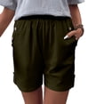 thumbnail image 3 of Kinrui Chino Shorts for Women 5" Inseam High Waisted Casual Summer Shorts Cotton Linen Dressy Bermuda Shorts with Pockets Army Green S, 3 of 8