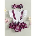 thumbnail image 2 of Bagilaanoe Newborn Baby Girl Rompers Dress Print Fly Sleeve Bodysuit + Headband 3M 6M 9M 12M 18M Infant Patchwork One Piece Jumpsuit, 2 of 9