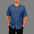 thumbnail image 2 of Men's Sun Protection Shirt Water Resistant Short Sleeve Button Down Shirts Quick Dry Cooling for Hiking Fishing Navy, 2 of 8