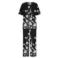 thumbnail image 4 of Atogsazn Summer Outfits for Women Two Piece Casual Sets Printed Round-Neck Short SLeeve Tops+ Pant Set Streetwear Loungewear Black L on Clearance, 4 of 6