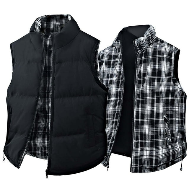 Cardigan à Capuche Sans Manches à Double Face pour Hommes, Veste Chaude pour l'Hiver, Design Réversible pour Usage Extérieur Décontracté