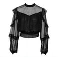 thumbnail image 3 of Bardot BLACK Women's Matteus Flocked Semi Sheer Dot Blouse, US 6/Small, 3 of 10