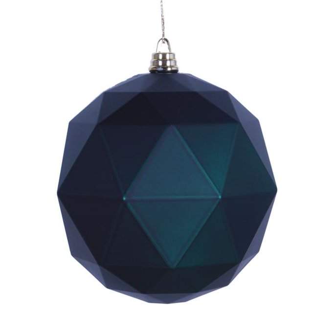 Vickerman M177474DM 6 in. Midnight Green Matte Geometric Christmas Ornament Ball - 4 per Bag