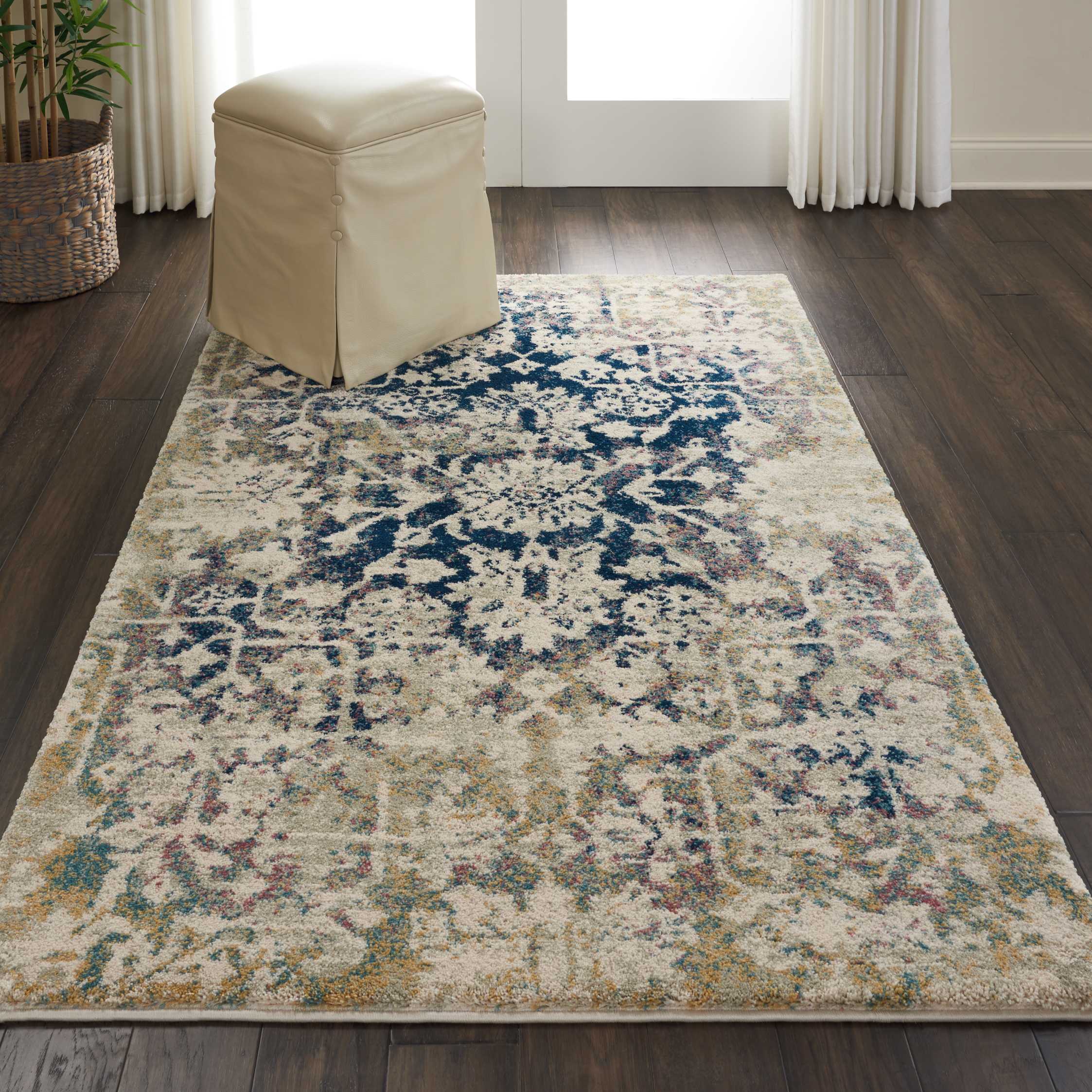 Nourison Fusion Vintage Ombre Cream/Blue Area Rug