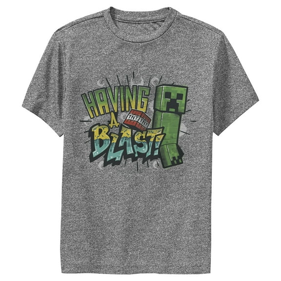 Boy's Minecraft Having a Blast Performance Graphic Tee Charcoal Heather Medium