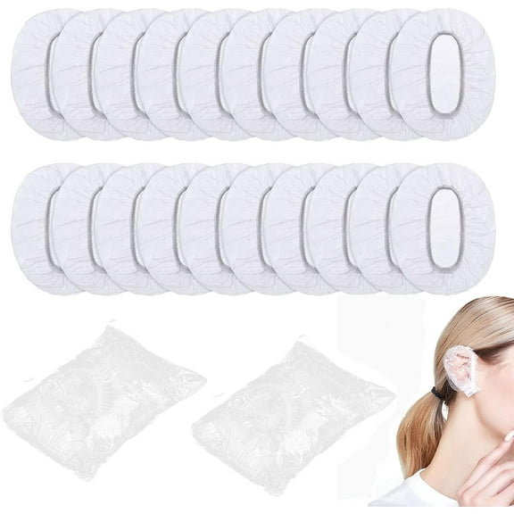 200 Pcs Ear Covers for Shower, Clear Disposable Ear Protectors for Shower Waterproof Ear Covers, Disposable Ear Covers for Hair Dye, Shower, Bathing