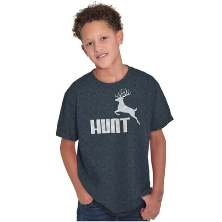 Hunt Buck Deer Hunting Season Crewneck T Shirts Boy Girl Teen Brisco Brands S