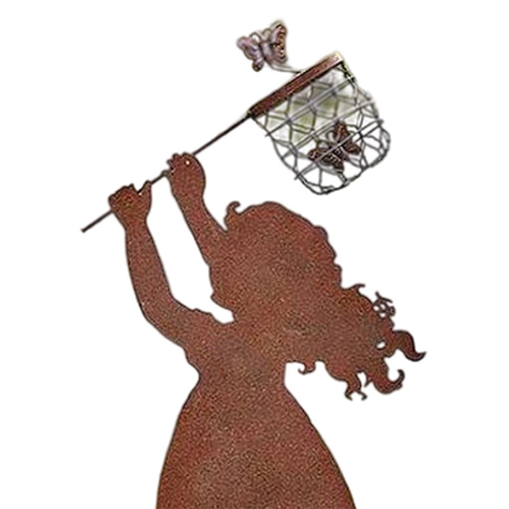 Fzaqwen Metal Silhouette Yard Art Statue for Garden Backyard Planter Ornaments Girl