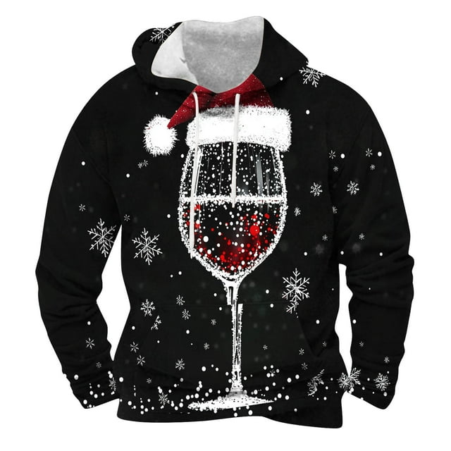 Sudadera con capucha para hombre, moda, bolsillos, manga larga, estampado navideño, sudadera con capucha, blusa de poliéster para hombre