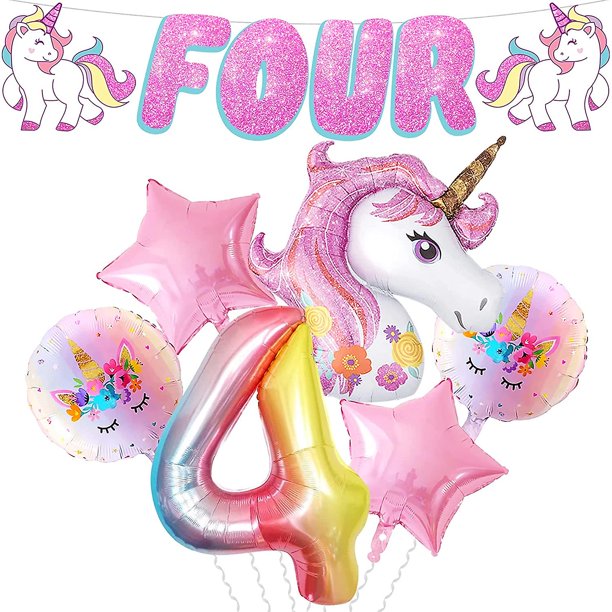 Decoraciones De Unicornio Para 5to Cumpleaños Niña - Cinco Pancartas Con Purpurina, Globo Número 5 De 40 Pulgadas - Globo De Unicornio Gigante, 43 Pulgadas - Decoraciones De Unicornio Para Cumple