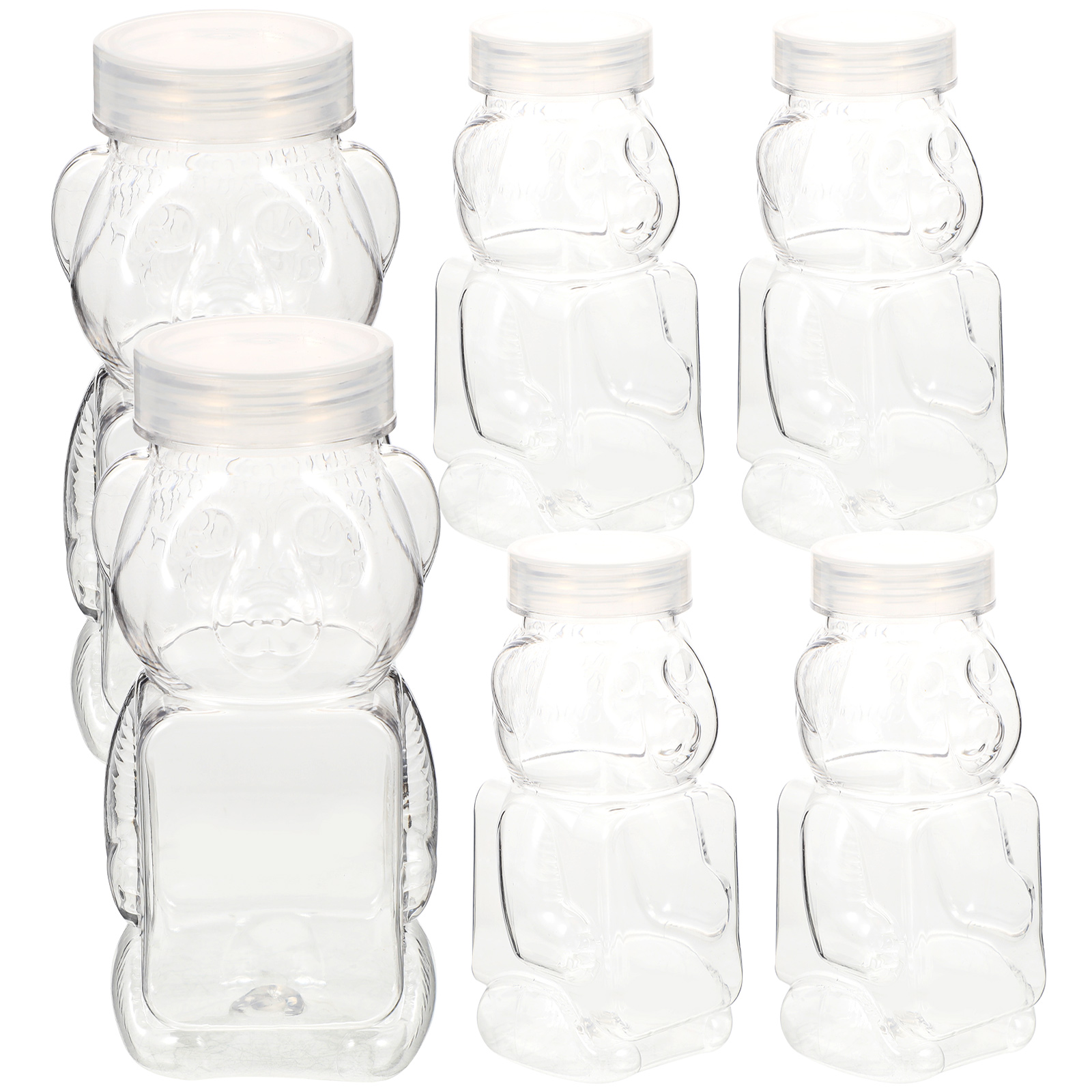 6pcs Bear Shape Honey Bottle Candy Storage Bottle Transparent Honey