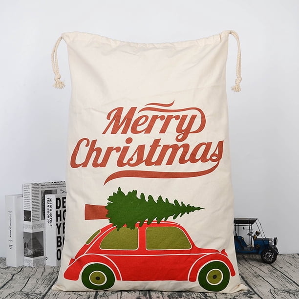 Xihbxyly Saco Navideño de Papá Noel, Bolsa de Regalo Extragrande, Cierre de Cordón, Lona de Algodón Resistente, Reutilizable y Lavable, Perfecto para Regalos Navideños, Decoración Del Árbol de Navida