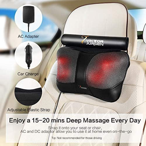 VIKTOR JURGEN Neck Massage Pillow Shiatsu Deep Kneading Shoulder Back and  Foot Massager with Heat-Relaxation Gifts for Women/Men/Dad/Mom 