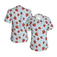 thumbnail image 3 of Yiaed Strawberry Print Women's T Shirt V-Neck Short Sleeve Shirt Casual Breathable Tee Summer Tops-, 3 of 5