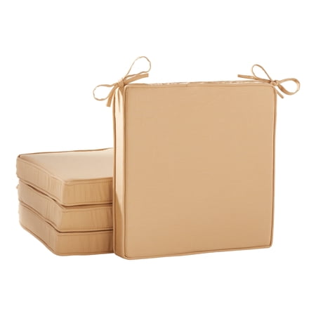 Sunbrella Outdoor 17 in. Square Dining Chair Pad (4-Pack), Canvas Wheat