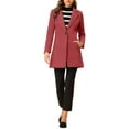 thumbnail image 2 of INSPIRE CHIC Women's Classic Notched Lapel Long Sleeves Long Overcoat L Dark Pink, 2 of 7