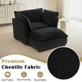 thumbnail image 5 of Oversized Accent Chair with Ottoman, Chenille Single Sofa Armchair with 3 Throw Pillows and Curved Armrest, Modern Reading Chair for Bedroom, Office, Apartment, Black, 5 of 9