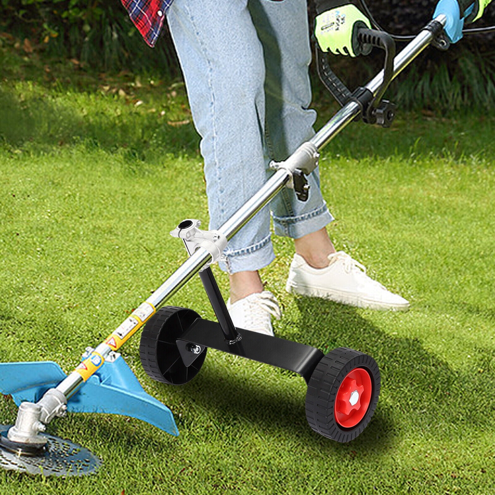 Lawn Mower Wheel Set Portable Grass String Trimmer Wheels Weed Trimmer Auxiliary