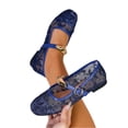 thumbnail image 3 of CHWshoes Women's Floral Embroidered Mesh Mary Jane Flats Square Toe Buckle Strap Breathable Ballet Shoes for Dressy Trendy Work Office Wedding Daily Ballerina，Dark Blue Size 42, 3 of 5