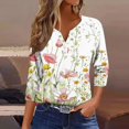 thumbnail image 1 of Fiudx Ofertas Flash Artículos En Oferta Blusa de Manga 3/4 Corta Estampada a La Moda para Mujer, Blusa Informal con Cuello Redondo, 1 of 5