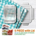 thumbnail image 2 of 10-Piece Superior Glass Food Storage Containers Set (5 Containers + 5 Locking Lids) - Stackable Glass Meal-prep Design, BPA-free Airtight Clear Locking lids with Vent Lids & Air Hole, NutriChef NCCLX5, 2 of 4