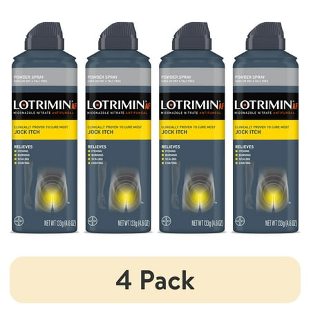 (4 pack) Lotrimin AF Jock Itch Antifungal Spray, Powder Spray, 4.6 oz