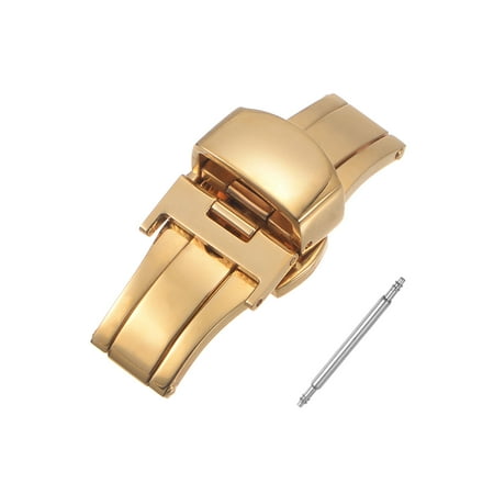 

Folding Watch Clasp Push Button Quick Release for 14mm Leather Watchband Gold Tone