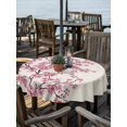 thumbnail image 2 of Outdoor Tablecloth with Umbrella Hole for Patio/Picnic/Party/Camping, Spring Flowers Waterproof Table Cloth Round Cover Washable, Pink Cherry Blossom Branches Plants Beige (Dia 54"), 2 of 8