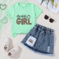 thumbnail image 2 of TOWED22 Girl's Summer 2 Piece Outfits Cute Short Sleeve Bow Print Short Sleeve Tee A Line Denim Skirt Sets(P,5-6 Y), 2 of 4