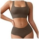 thumbnail image 1 of Conjunto de sujetador deportivo para mujer: estilo camiseta sin aros, relleno extraíble, fruncido en la parte superior, tallas S-XL., 1 of 6