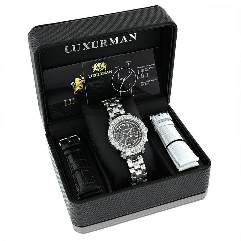 Diamond Oversized Watches For Women Montana Black MOP 3ct
