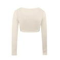 thumbnail image 7 of WREESH Womens Fashion Crop Tops Square-Neck Solid Color Knit Slim Long Sleeve Blouse Tops Beige, 7 of 7