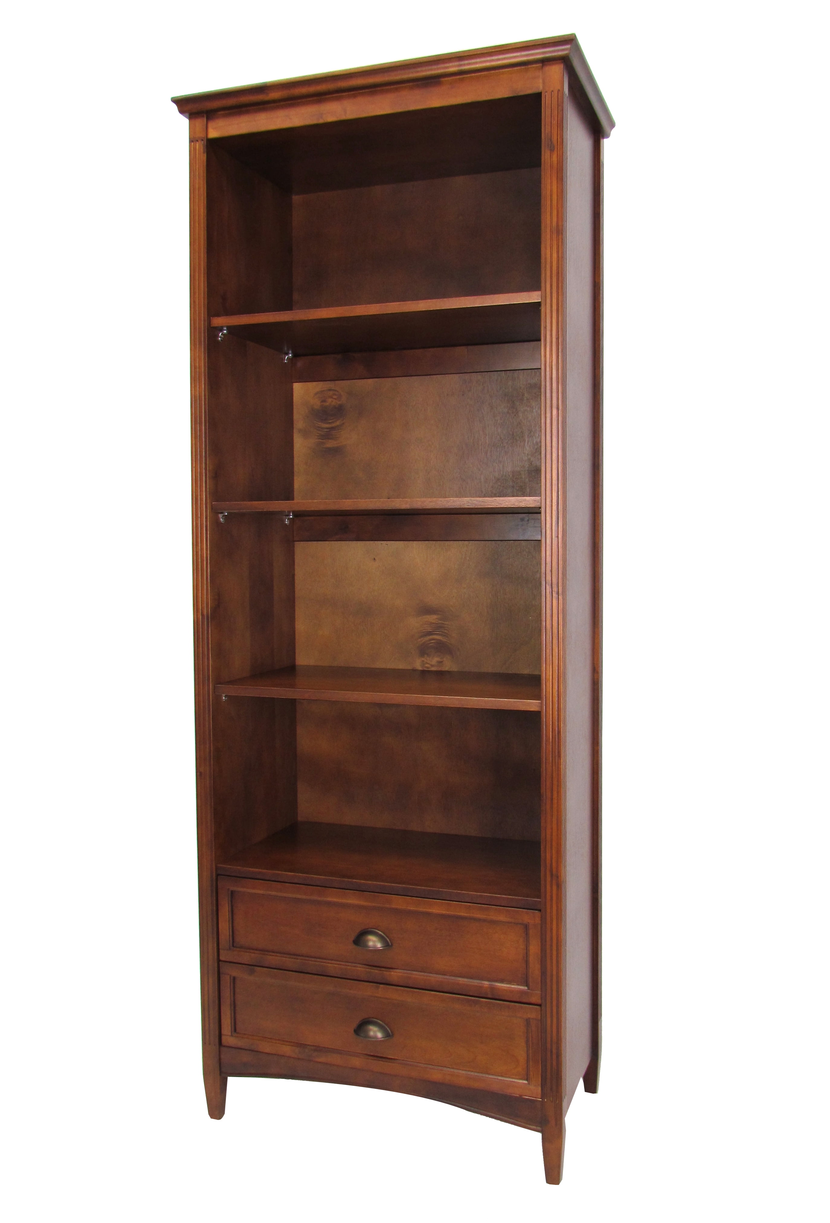 Transitional Bookcase with 3 Removable Shelves and Chamfered Legs