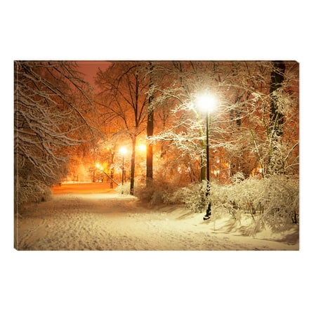 Little Star Canvas Artwork (Startonight Canvas Wall Art Winter in Park, Illuminated Landscape Artwork Painting 5 Stars Gift 23.62 X 35.43)
