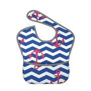 Bingfone Mess-Proof Baby Bib - Waterproof Bib For Baby Boy Or Girl With Food Catcher Pocket, Unisex-Nautical Anchors