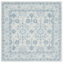 Safavieh Micro-Loop Leon Medallion Area Rug, Blue/Ivory, 5' x 5' Square